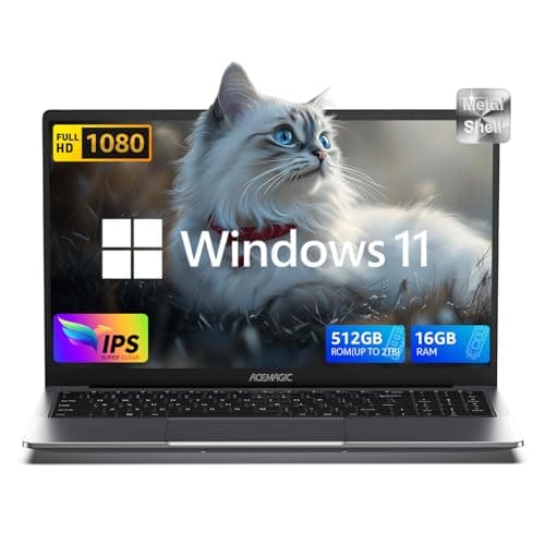 2025 Laptop with Windows 11, Intel Quad-Core Processor (up to 3.6GHZ)16GB DDR4 RAM 512GB SSD,15.6 Inch FHD IPS Display, Metal Body,5000mAh Battery,USB3.2,Portable Laptops Computer for Business Office