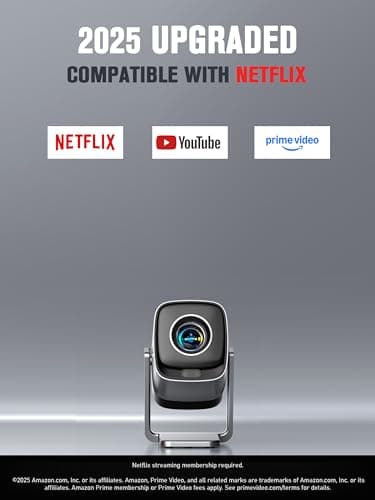 [Compatible with Netflix & TOF Real-time Focus] Mini Projector with WiFi and Bluetooth, XuanPad Smart Projector 4K Support, Dolby Audio & Keystone, 210° Rotatable Stand for Home 2
