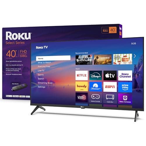 Roku Smart TV 2025 – 40-Inch Select Series, 1080p Full HD TV TV with Voice Remote – Flat Screen LED Television with Wi-Fi for Streaming Live Local News, Sports, Family Entertainment