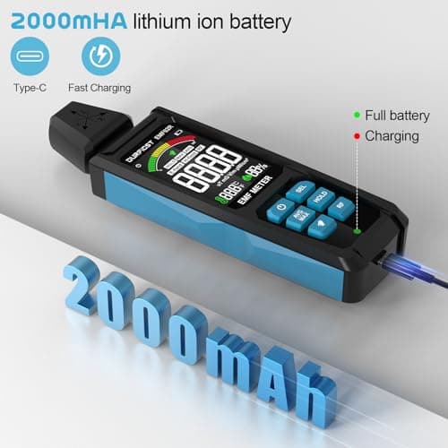 EMF Detector, DURFICST 5 in 1 Rechargeable Digital EMF Radiation Detector, Measuring Ambient Temp and Humidity, Suitable for Cell Phone Towers, Smart Meters, Home EMF Detection and Ghost Hunting 5