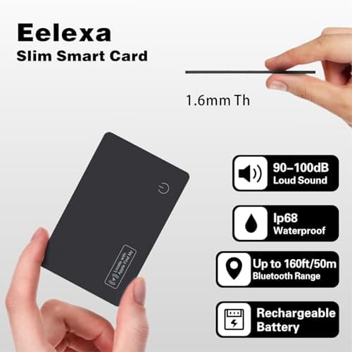 Eelexa Wallet Tracker Card, Rechargeable Thin Finder, Works with Apple Find My (iOS Only), Item Locator for Luggage Tags, Passports, Phone, IP68 Waterproof 5