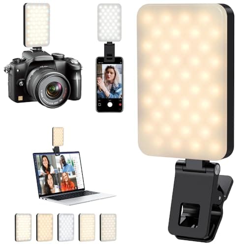 Selfie Light for iPhone,Portable Phone Clip on Light,Rechargeable LED Ring Light for Phone,Video Recording,Camera,Laptop,TikTok,Tablet,Vlog,Computer,5 Lighting Modes,80 LED High Power