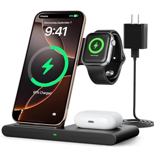 RYND 2025 Travel Portable Wireless Fast Charger for Apple & Android Charging Station,3 in 1 Charging for iPhone17 16 15 14 13 12,Apple Watch Series & Air pods 4 3 2 Pro,Samsung Galaxy
