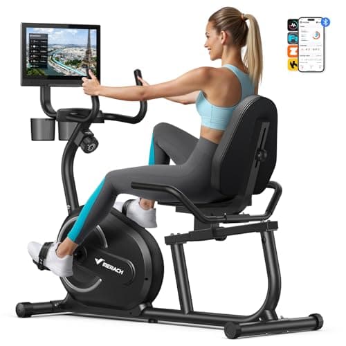 MERACH Recumbent Exercise Bike for Home with 15.6" Display Screen, Smart Bluetooth and Exclusive App Connectivity, Magnetic Stationary Bike for Riders up to 6.3"