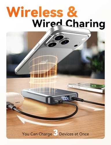 Magnetic Portable Charger, 10000mAh Power Bank, 20W Fast Charging for Magsafe Battery Pack, Travel Essential Wireless Charger Compatible with iPhone 17/16/15/14/13/12 Pro/Max/Air/Plus Series, Samsung 5