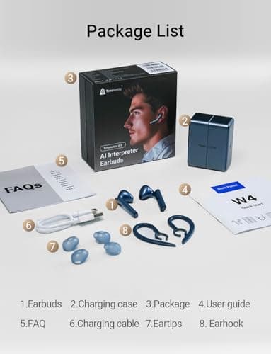 Timekettle W4 Translation Earbuds,for Global Business & Relationships,Bone-Voiceprint Sensor for Clear Voice in Noise, AI Auto-Correction,Protected Privacy with GDPR,Instant Setup via iOS/Android APP 5