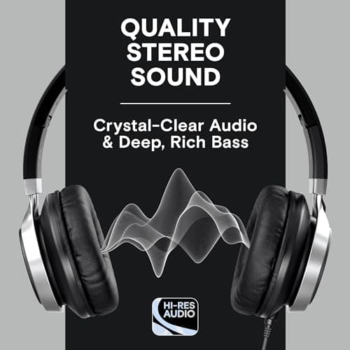 ARTIX CL750 Wired Headphones with Mic & Volume Control — Noise Isolating On-Ear Headphones for Computer and Laptop Wired, Plug in Corded Headphone Over Ear with Wire (Foldable, Aux Jack 3.5mm) 2