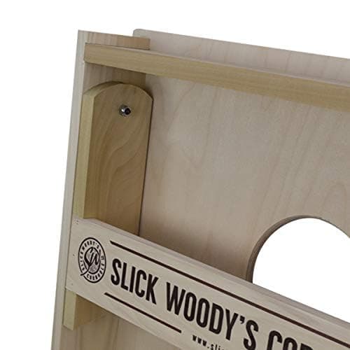 Slick Woody's Professional-Grade Cornhole Boards - 4'x2' Solid Wood Regulation Woodgrain Bean Bag Toss Game with 8 Resin Filled Bags 3