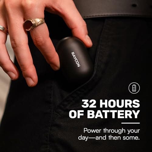 Raycon Everyday Earbuds Classic Bluetooth Wireless with Microphone - Stereo Sound, Active Noise Canceling, in-Ear Bluetooth Headset True Wireless Earbuds 32 Hours Playtime (Black) 3