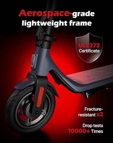 Electric Scooter with 10in Pneumatic Tires, 10.2Ah Battery, 19 Miles, 350W Motor, 15.5MPH, 265lbs Max Load, APP Control, Cruise Control, Foldable E Scooter for Adults and Teens, UL2272 3