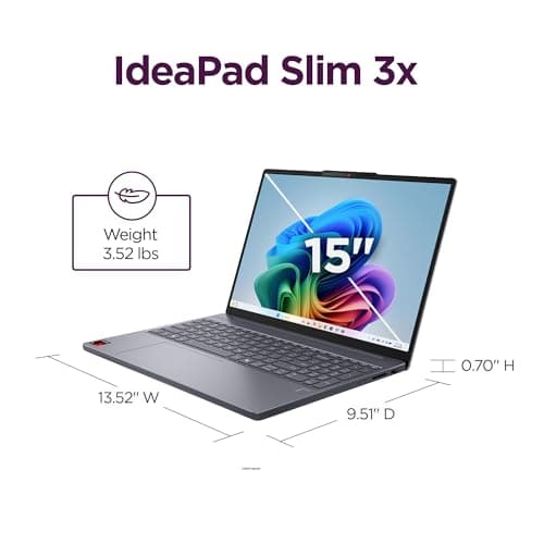 Lenovo IdeaPad Slim 3X - 2025 - Everyday AI Laptop - Copilot+ PC - 15.3" WUXGA Display - 16 GB Memory - 512 GB Storage - Qualcomm® Snapdragon® X - Luna Grey 5
