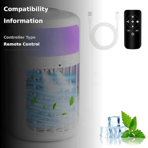 Portable Air Conditioner, 2025 Upgraded 4-IN-1 Ultra-Quiet Design Portable AC Unit with 2 Cool Mist & Speeds1500ml Remote Control Air Conditioner Evaporative for Home,Office,Bedroom, Camping 3