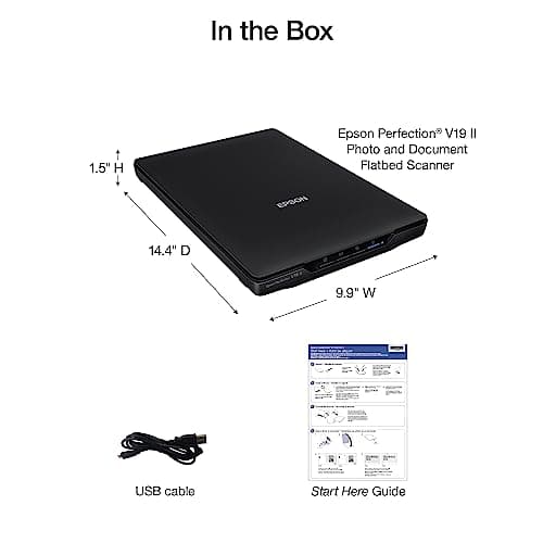 Epson Perfection V19 II Color Photo and Document Flatbed Scanner with 4800 dpi Optical Resolution, USB Power and High-Rise, Removable Lid 4