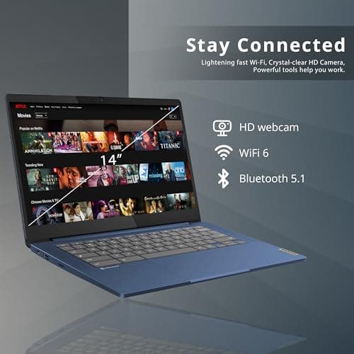 Lenovo IdeaPad Slim 3 Chromebook, 14″ FHD IPS Touchscreen Laptop, MediaTek Kompanio 520 Processor, 4GB RAM, 64GB eMMC, Webcam, Regular Keyboard, WiFi6, Chrome OS, Abyss Blue, 128GB Hotface USB Card 4