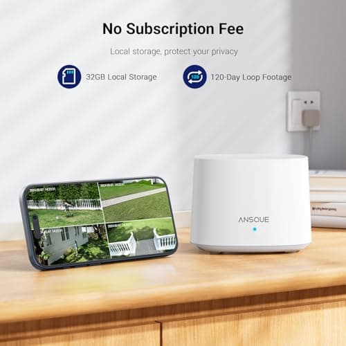 ANSQUE Solar Security Cameras Wireless Outdoor, 4-Cam-Kit, 2K Home Security Camera System, 365-Day Battery Life, No Subscription Fee, Easy to Install, Color Night Vision, Local Storage 2