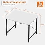 Sweetcrispy Computer Desk, Small Office 32 Inch Writing Work Study Kids Student Teacher Home Bedroom Table with Metal Frame Wood Tabletop - White 2