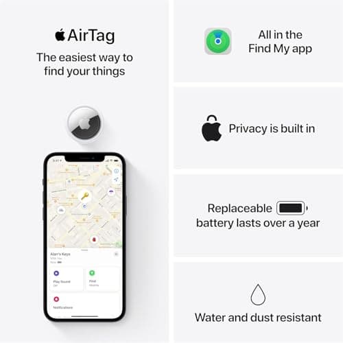 Apple AirTag 4 Pack. Keep Track of and find Your Keys, Wallet, Luggage, Backpack, and More. Simple one-tap Set up with iPhone or iPad 5