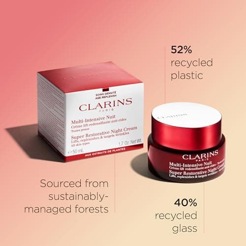 Clarins Super Restorative Night Cream | Anti-Aging Moisturizer For Mature Skin Weakened By Hormonal Changes | Illuminates & Densifies Skin | Lifts & Tones | Targets Spots & Wrinkles | 1.7 Ounces 5