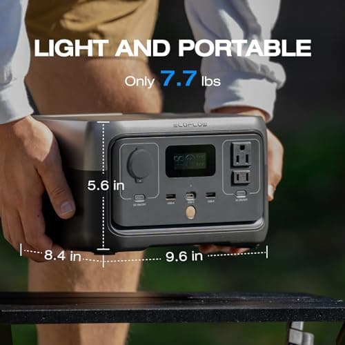 EF ECOFLOW Portable Power Station RIVER 2, 256Wh LiFePO4 Battery/ 1 Hour Fast Charging, 2 Up to 600W AC Outlets, Solar Generator (Solar Panel Optional) for Outdoor Camping/RVs/Home Use 2