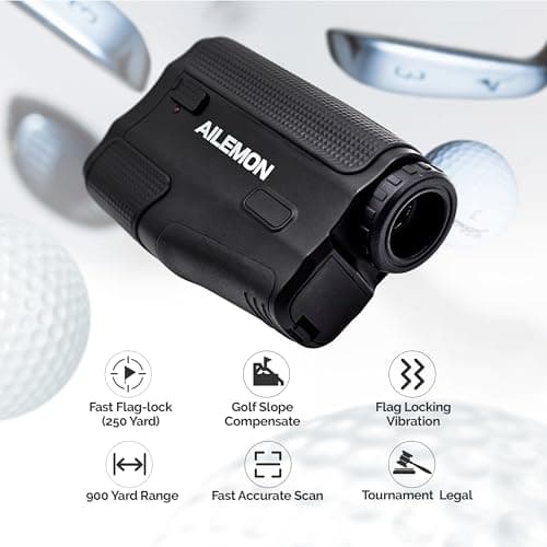 AILEMON Golf Laser Rangefinder Hunting Range Finder 900Y Fast Focus High-Precision Continuous Scan Flag Pole Locking Vibration Function Slope Mode Range Finder 2