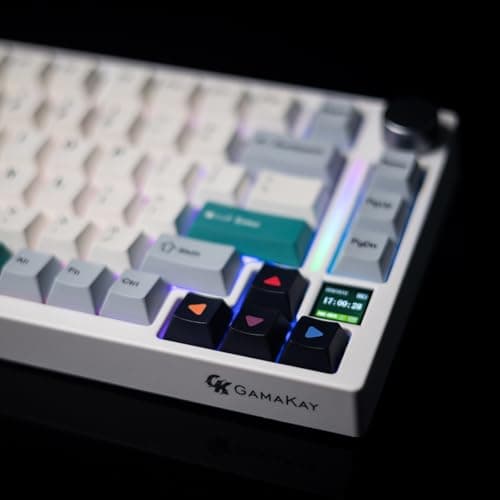 GK GAMAKAY TK75 V2 75% Silent Mechanical Keyboard with TFT Screen, Hot Swap RGB Bluetooth 5.0/2.4GHz Wireless/USB-C Wired PBT Cherry Profile Keycaps Gaming Keyboard (GamaKay Pegasus Switch) 5