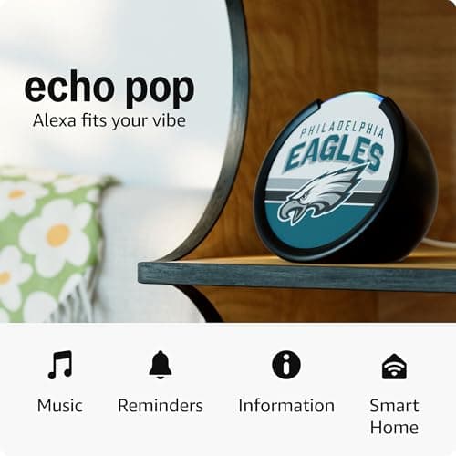Amazon Echo Pop (newest model) | Officially Licensed NFL Limited-Edition | Philadelphia Eagles ('25-26 Season Design) 5