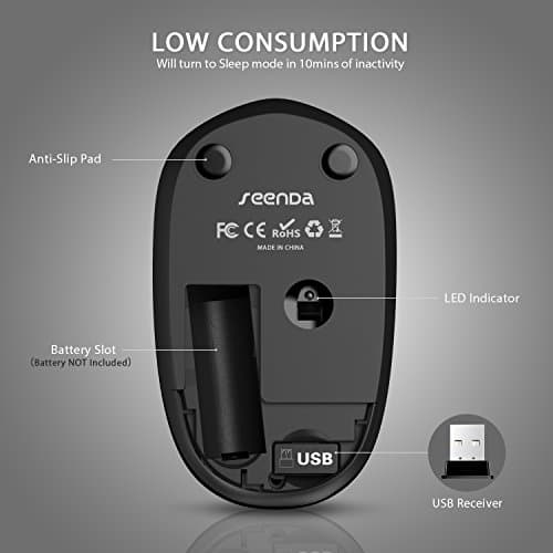 seenda Wireless Mouse - 2.4G Cordless Mice with USB Nano Receiver Computer Mouse with Noiseless Click for Laptop, PC, Tablet, Computer, and Mac - Black 3
