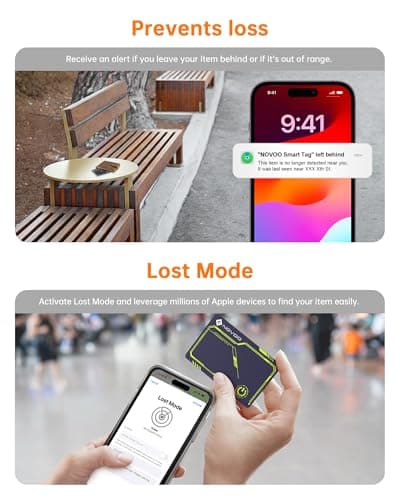 NOVOO Tracker Card (iOS Only) Wallet Card with Apple Find My, Smart Card Bluetooth Tracker, 6 Years Battery, IP68 Waterproof, Keys Finder and Item Locator for Keys, Bags, Passport (BL) 5