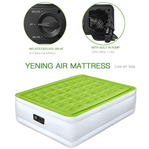 YENING Full Size Air Mattress with Built in Pump Raised Double Blow up Bed Inflatable Camping Airbed Electric 18 Inch Tall 5