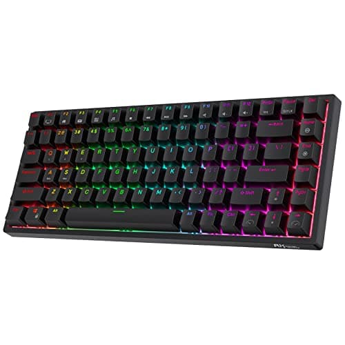 RK ROYAL KLUDGE RK84 Wireless RGB 75% Triple Mode BT5.0/2.4G/USB-C Hot Swappable Mechanical Keyboard, 84 Keys Wireless Gaming Keyboard w/High-Capacity Battery, Quiet Red Switch