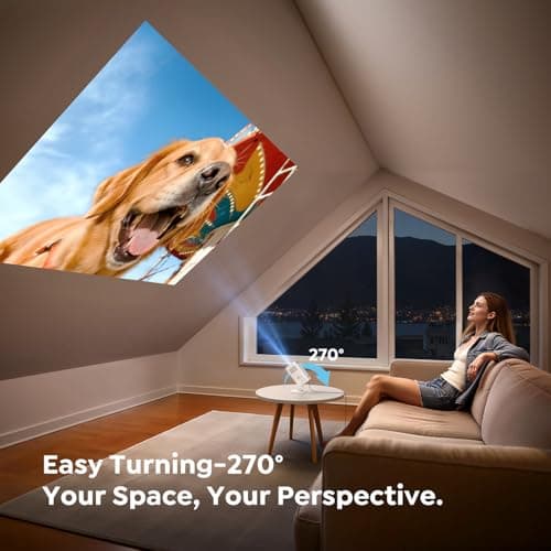 Mini Projector with WiFi6 and Two-Way Bluetooth5.4, 4K Smart 1080P Portable Outdoor Movie Proyector with Android 13 & Built-in Apps, Auto Keystone & 270° Rotation,Compatible with Phone/HDMI/TV Stick 4