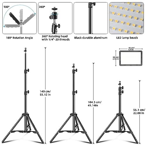 LED Video Light Kit 2Pcs, Hagibis Studio Lights 18 Color Filters for Photography Lighting with Adjustable Tripod Stand Streaming Lights for Photo Camera Recording Computer Zoom Stream TikTok YouTube 3