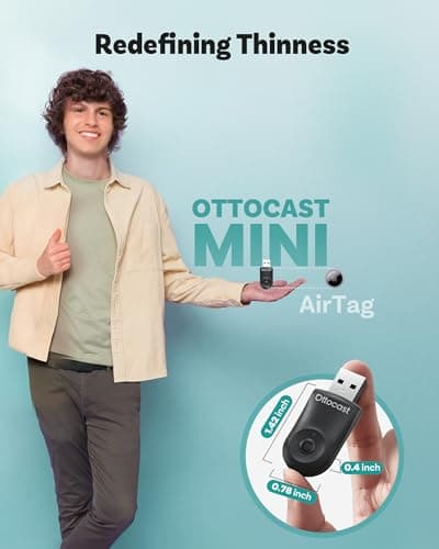 OTTOCAST Mini 2025 2-in-1 Wireless CarPlay/Android Auto Adapter, 5GHz WiFi, Auto Connect for 2016+ Cars 5