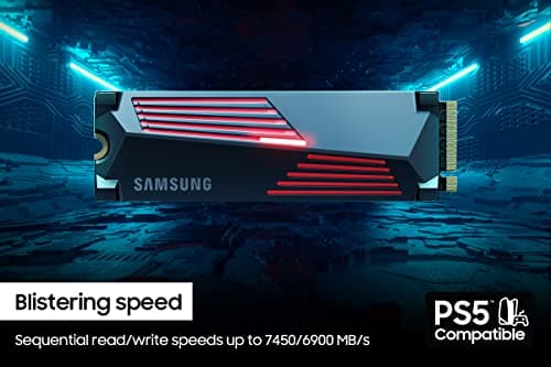 SAMSUNG 990 PRO w/ Heatsink SSD 2TB, PCIe Gen4 M.2 2280 Internal Solid State Hard Drive, Seq. Read Speeds Up To 7,450MB/s for High End Computing, Workstations, Compatible w/ PlayStation 5, MZ-V9P2T0CW 5