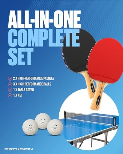 PRO-SPIN Compact Ping Pong Table - 72" x 41" Mid-Size, Foldable, Portable Ping Pong Set | 100% Pre-Assembled Weatherproof Indoor/Outdoor | Includes Net, Cover, Table Tennis Paddles & Balls 3