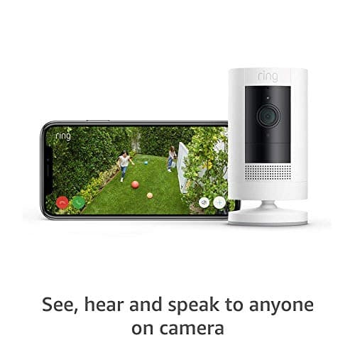 Ring Outdoor Cam (Stick Up Cam), Weather-resistant home or business security camera, outdoor ready, Live View, Color Night Vision, Two-Way Talk, motion alerts, Works with Alexa, White 2