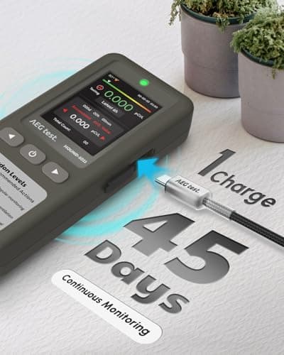 AEGTEST HOUND-1011 Portable Radon Detector for Home, Lightweight, High-Accuracy Sensor, 45-Day Monitoring, Easy-to-Use Radon Tester, Short- & Long-Term in pCi/L or Bq/m³ for Basement – Gray 3