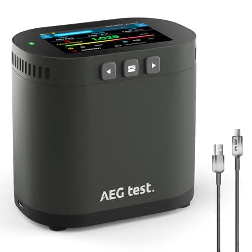 AEGTEST HOUND-3786 Radon Detector for Home, 10-Min Update, 3.5" Large Display, Long-Term Radon Monitoring with Data Charts, PDF Export, Audible & Visual Alarm, pCi/L & Bq/m³ -Black