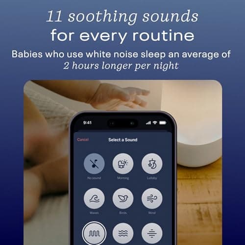Nanit Sound and Light Smart Baby Night Light and Sound Machine | Audio Monitor | Cry Detection Alert Feature | OK to Wake Alarm Clock for Kids | Temp & Humidity Tracking | Rechargeable Battery | WiFi 3
