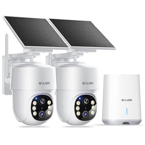 SOLIOM- 5MP Security Cameras Wireless Outdoor, No Subscription,2-Cam Pack, Solar Powered Home Security Camera with 360° Auto Tracking, Pan & Tilt, 3K Color Night Vision,5G & 2.4G Router Compatible