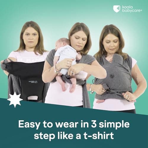 Koala Babycare Baby Carrier Wrap, Easy to Wear As a T-Shirt - Original Baby Carrier Newborn to Toddler - Sling One Size Fits All - Baby Wraps Carrier Up to 22lbs 5