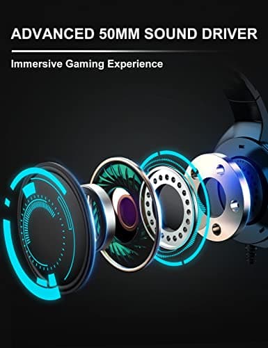 ZIUMIER Gaming Headset with Microphone, Compatible with PS4 PS5 Xbox One PC Laptop, Over-Ear Headphones with LED RGB Light, Noise Canceling Mic, 7.1 Stereo Surround Sound 3