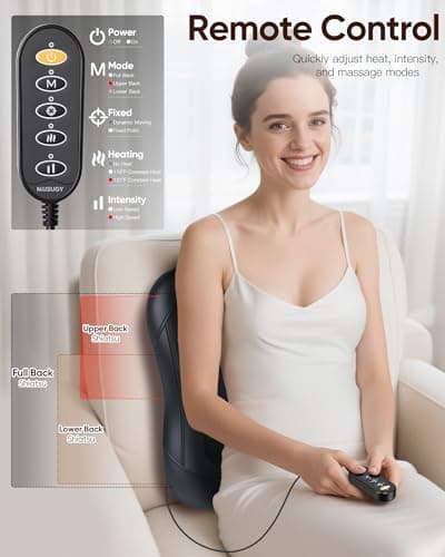 Musugy Shiatsu Back Massager with Heat : Up and Down Rolling Massage - Electric Back Massage for Pain Relief Deep Tissue - Lower-Back Massager for Office, Home 4