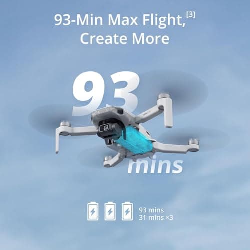 DJI Mini 4K Fly More Combo, Drone with 4K UHD Camera for Adults, Under 249 g, 3-Axis Gimbal Stabilization, 10km Video Transmission, Auto Return, 3 Batteries for 93-Min Max Flight Time, QuickShots 4