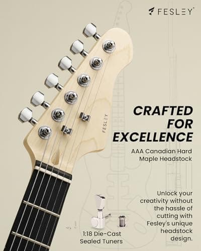 Fesley DIY Electric Guitar Kit with Mahogany Body/Maple Neck,6 Strings Electric Guitars,DIY Guitar Kit with Purpleheart Fretboard,SSS Pickups,ST Style Beginner Guitars, Build Your Own Guitar Kit 4