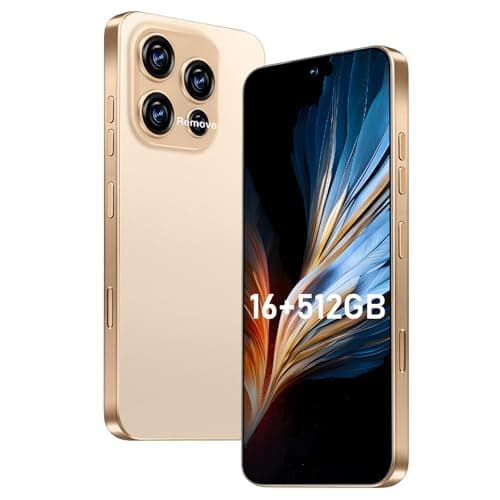 OEJBK 16PROMA X Smartphone New Upgrade 16GB+512GB/6.99" Display 68+108MP Zoom Camera,Tempered Glass Finish, 7000mAh Android 14 Smartphone (Gold)