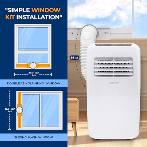 SereneLife 3-in-1 Portable Air Conditioner with Built-in Dehumidifier Function,Fan Mode, Remote Control, Complete Window Mount Exhaust Kit 5