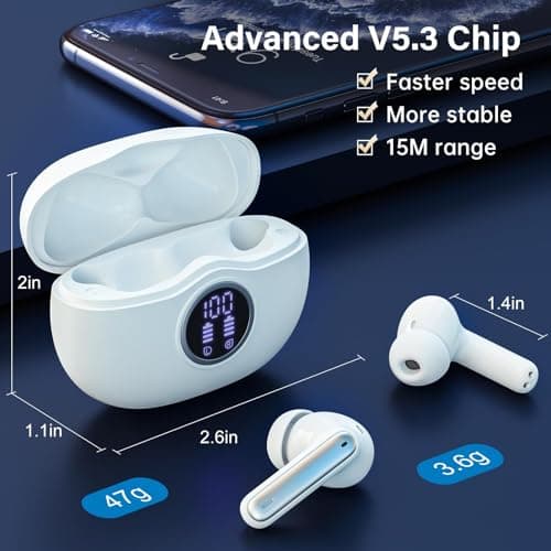 Fhumsh Wireless Earbuds, Bluetooth 5.3 Headphones 2