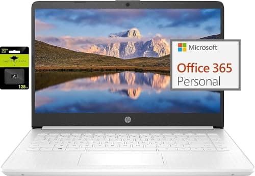 HP 14" Ultral Light Laptop for Students and Business, Intel Quad-Core, 8GB RAM, 192GB Storage(64GB eMMC+128GB Ghost Manta SD Card), 1 Year Office 365, USB C, Win 11 S 5