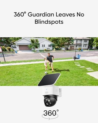 eufy Security SoloCam S340, Solar Security Cameras Wireless Outdoor, Cameras for Home Security, 360° Pan & Tilt Surveillance, No Blind Spots, 2.4 GHz Wi-Fi, No Monthly Fee, HomeBase S380 Compatible 4